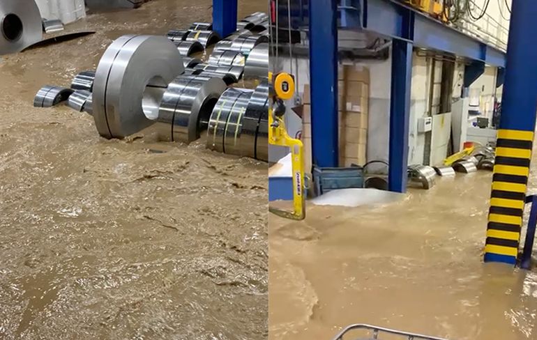 Fabriek is door overstroming even buiten bedrijf