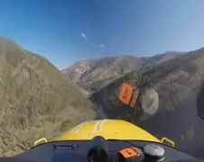 Fantastische landing van vliegtuig in een bos