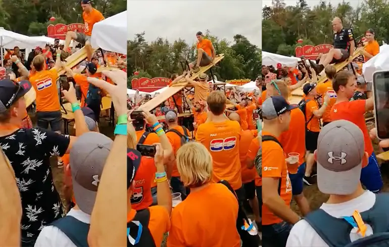Feest na winst Max Verstappen: Fans bouwen eigen rodelbaan