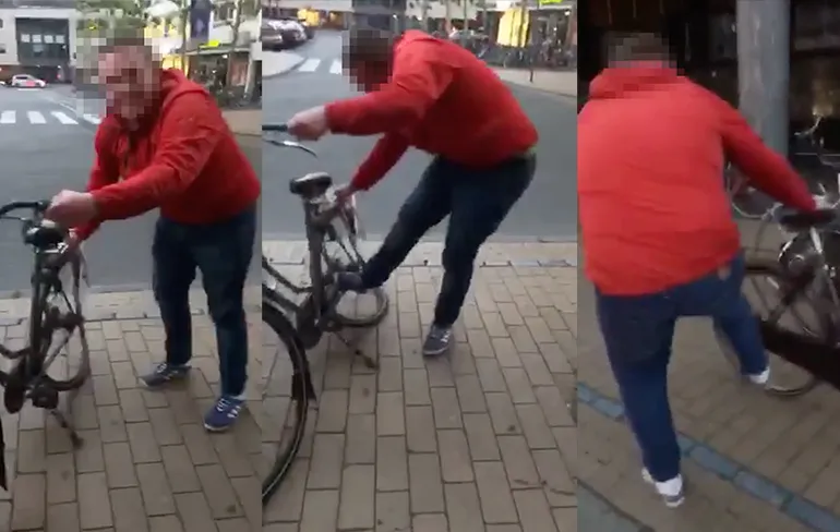 Fietsen vandalist schreeuwt om in het zonnetje te worden gezet