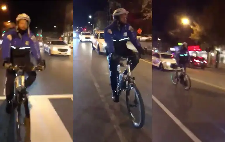 Fietsende agent gaat hard op zijn muil tijdens poging ATV rijder te pakken