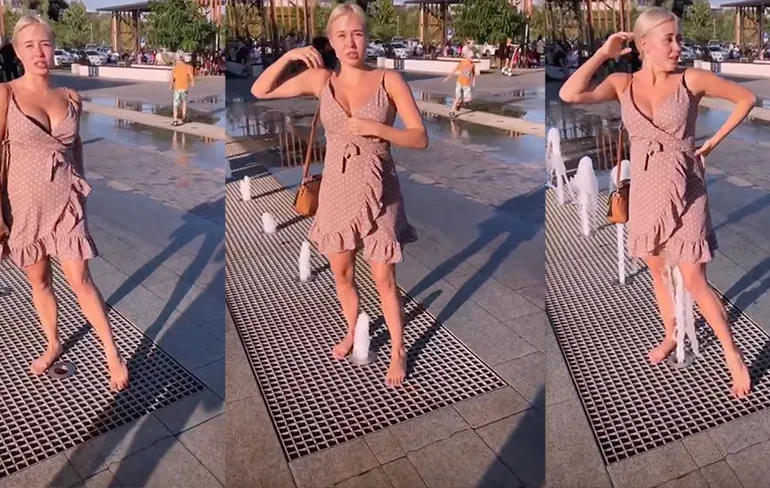 Fotomomentje boven een fontein en dat geeft dus nattigheid