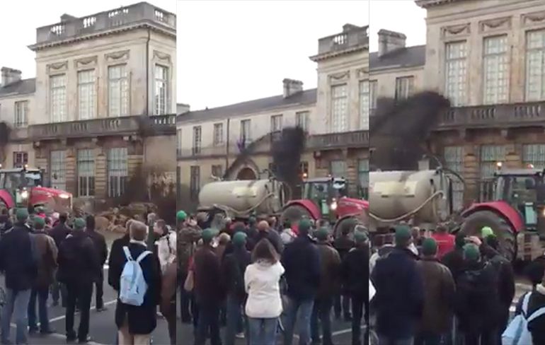 Franse demonstranten gebruiken ook mest om boodschap kracht bij te zetten