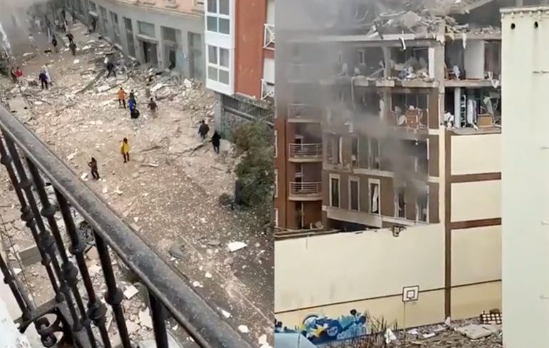 Gaslek waarschijnlijk oorzaak van enorme explosie in centrum van Madrid