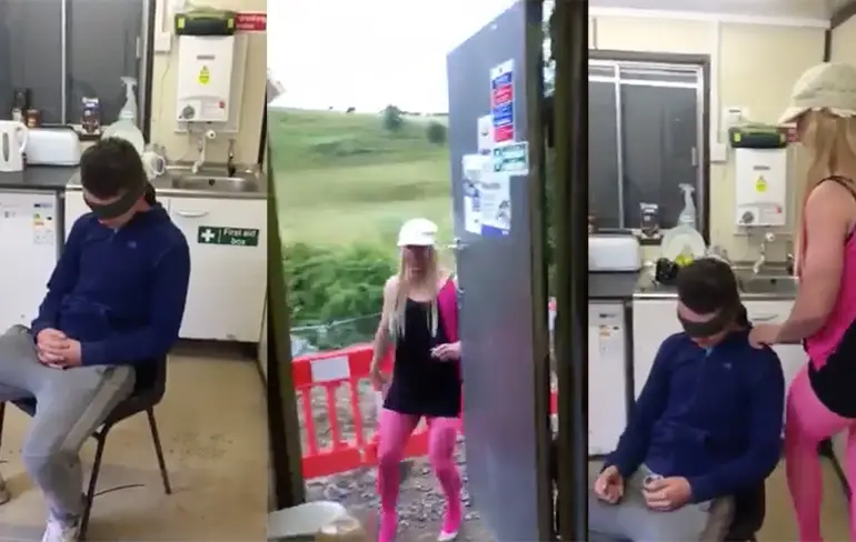 Gast is jarig, dus werd er een stripper voor hem geregeld!