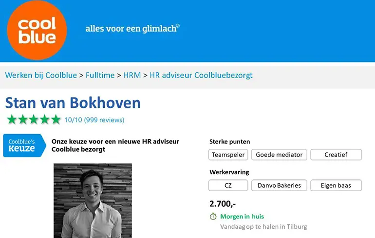 Geniale sollicitatie op de functie van HR Adviseur bij Coolblue