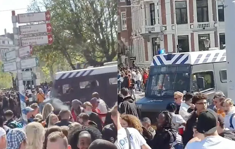 Gewoon wat gezellige Koningsdag 2021 politie vs boze mensen video's