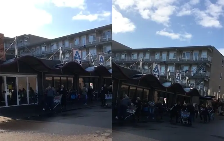 Gezellig ruzie maken om wc-papier bij de Aldi in Purmerend