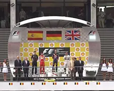 Greenpeace PWND Shell tijdens Grand Prix Belgie