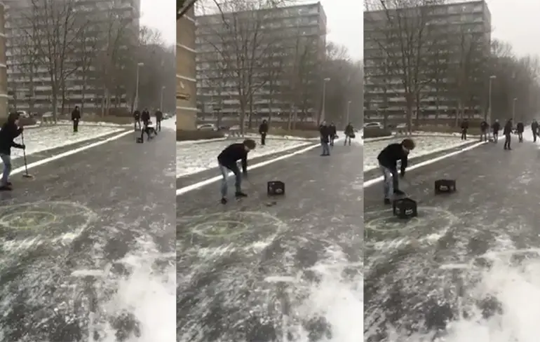Groningse studenten vinden nieuwe Olympische Sport uit: Bierkratcurling!