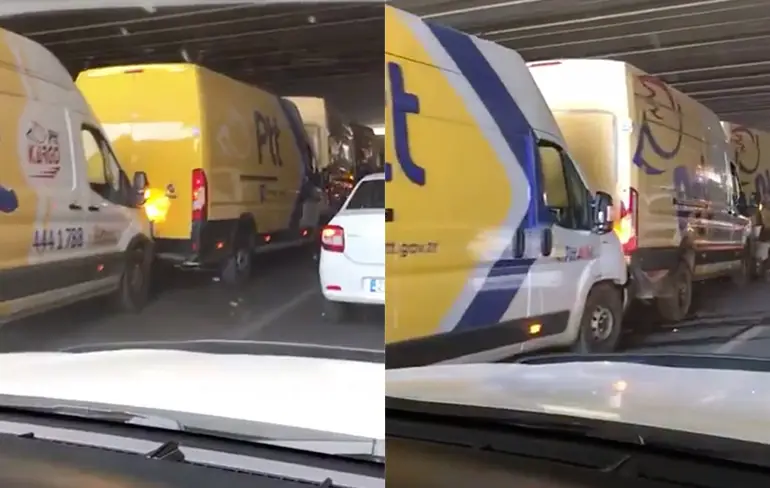 Grote blij toch iets minder blij: Kettingbotsing van busjes Turkse post