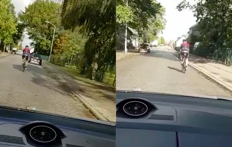 Heb je weer zo'n wielrenner die niet weet wat een fietspad is...