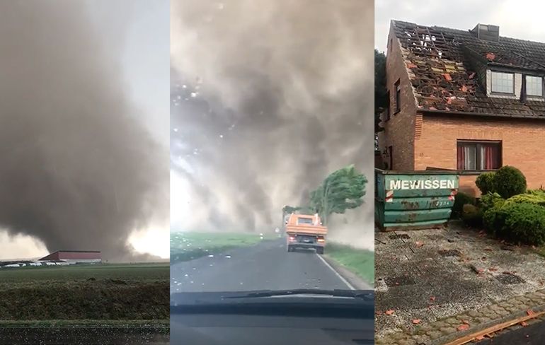 Heftige beelden van tornado in grensstreek met Duitsland