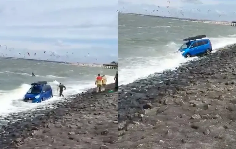 Het vervolg van iemand die handrem was vergeten in Zeeland