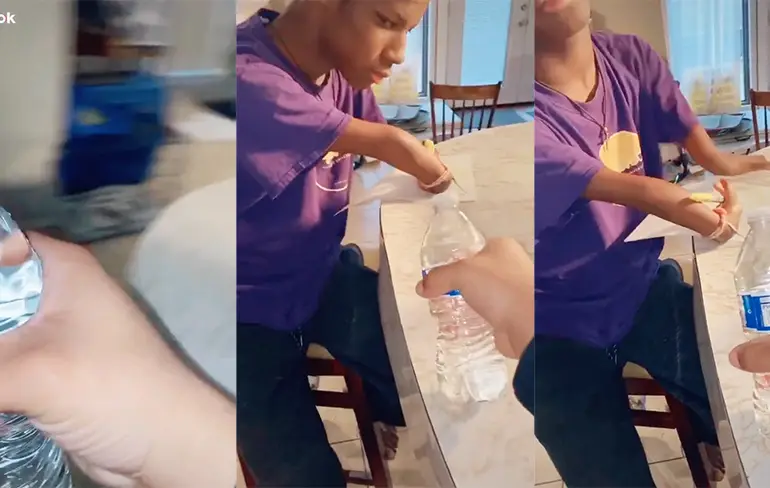 Hey bro, kun je dit flesje water even openmaken?