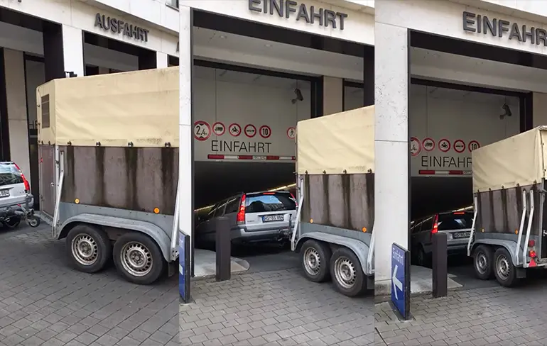 Hey Pik, zelfs Stevie Wonder ziet dat die aanhanger te hoog is!