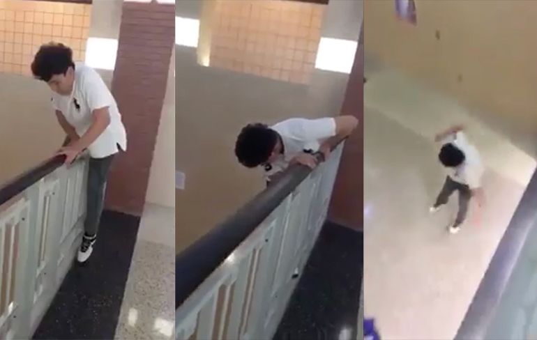 High School student breekt enkel na sprong van tweede verdieping