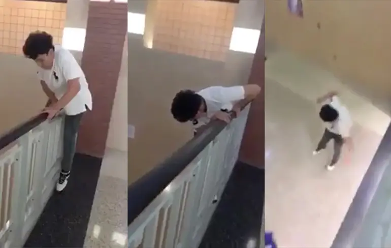 High School student breekt enkel na sprong van tweede verdieping