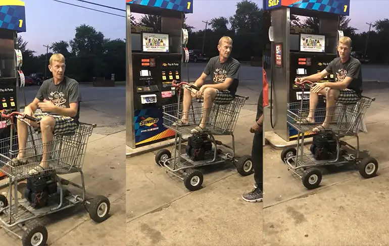 Ideaal om boodschappen te doen: Winkelwagentje met een motor