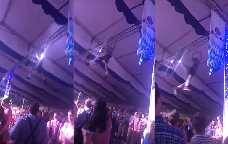 Idioot valt keihard naar beneden na klimpartij Oktoberfest Alteveer