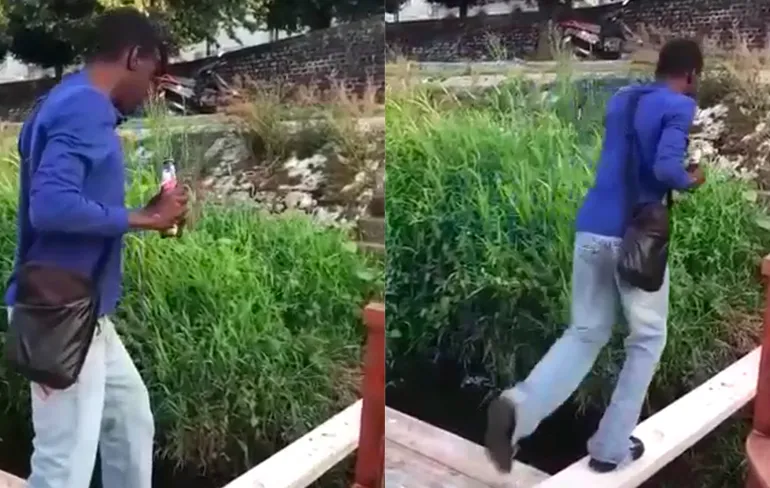 Iedereen kan zien dat hindernis met plankje fout gaat aflopen