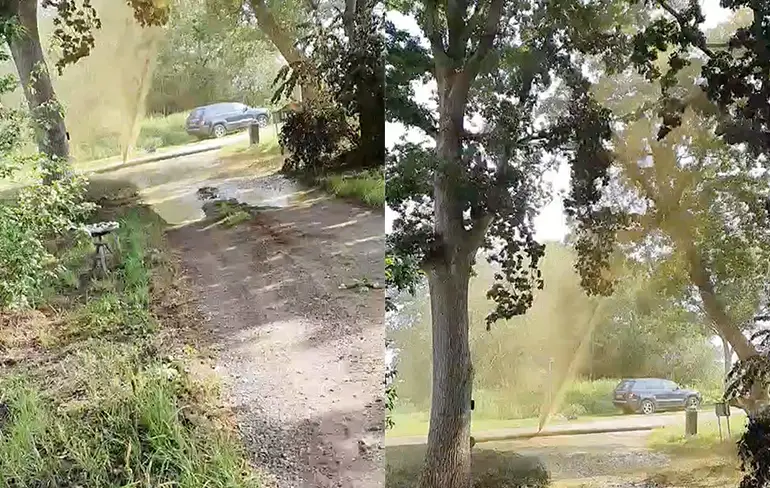Iemand dacht even over mestslang in de buurt van Dwingeloo te kunnen rijden