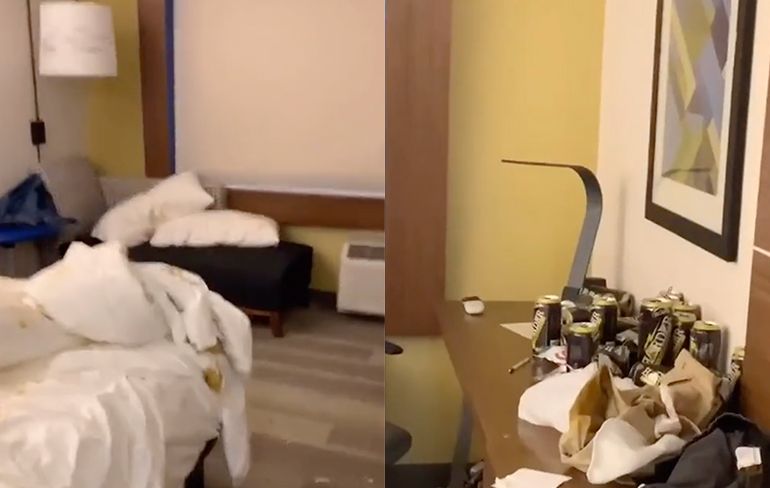 Iemand enig idee wat er in deze hotelkamer is gebeurd?