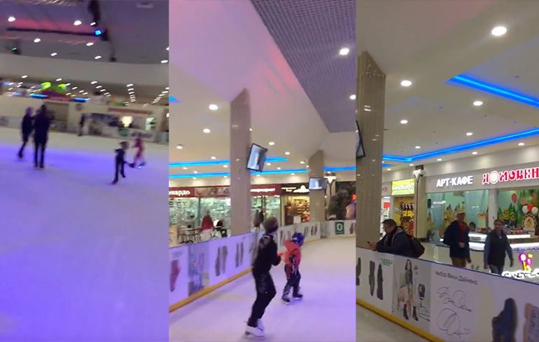Iemand heeft duidelijk verkeerde film aangezet op indoor schaatsbaan