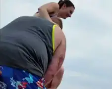 Iemand in water lanceren gaat niet helemaal goed!