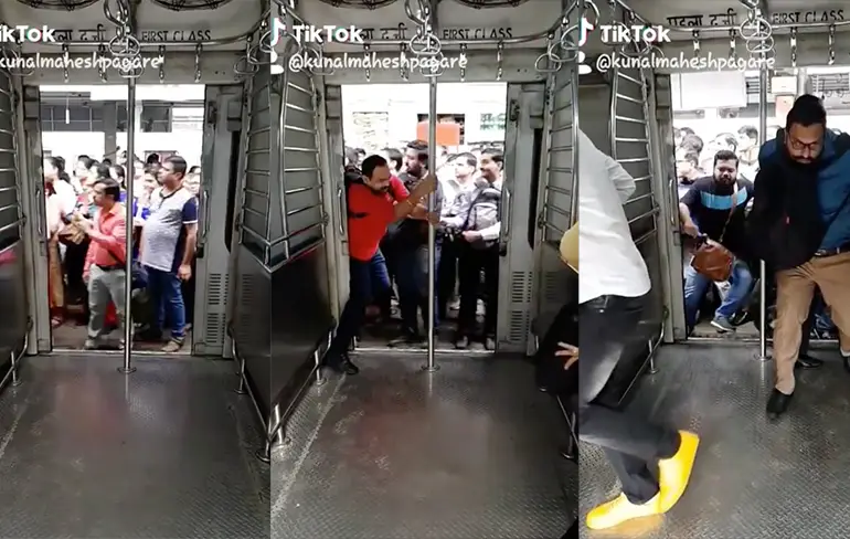 In My Feelings Challenge in trein in Mumbai