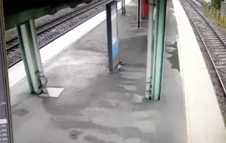 In twee stukken door abri op station