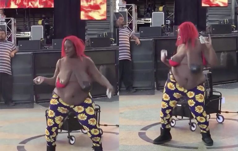 Internet kan uit: Vrouw zit helemaal in de muziek en doet een dansje