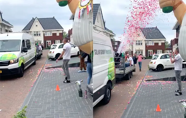 Jeroen uit Enschede was jarig en is nu nog bezig met vegen