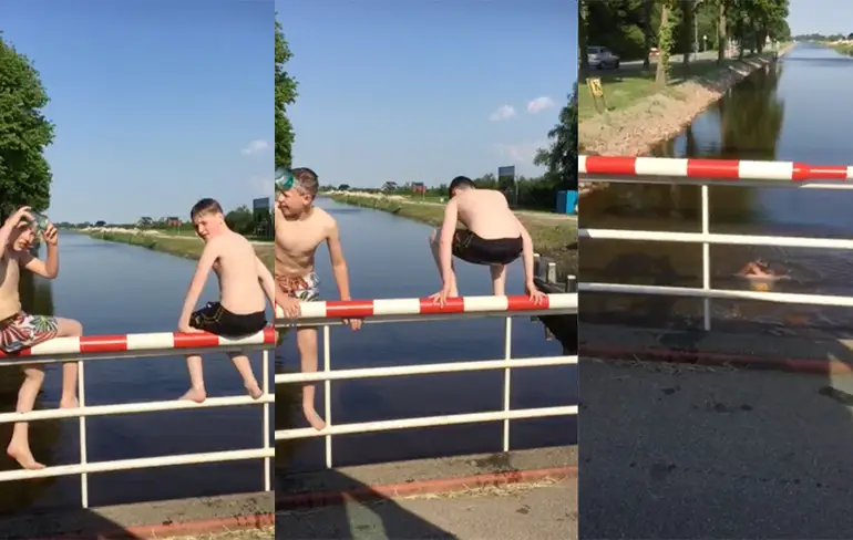 Jullie krijgen allebei 5 Euro als je een salto maakt!