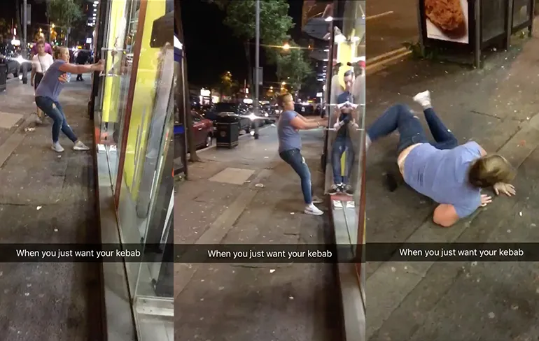 Kan iemand deze gekke vrouw wat kebab geven?