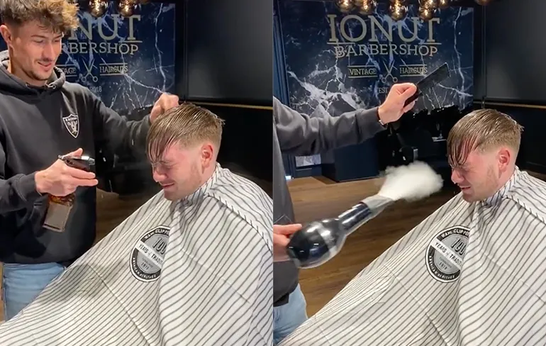 Kapper geeft knakker een speciale behandeling