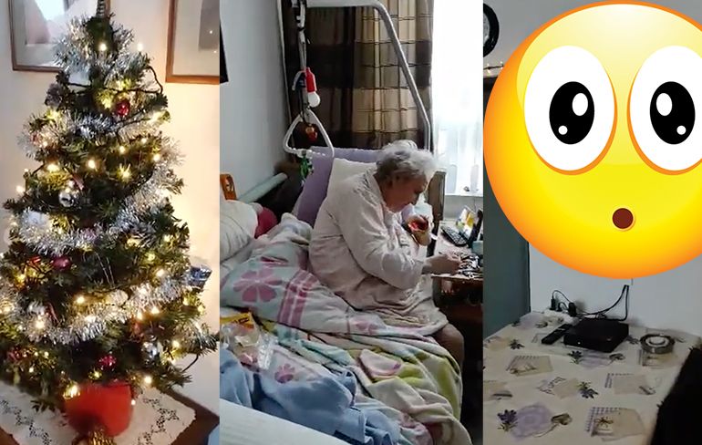 Kerstversiering is keihard in orde bij Belgische bejaarde vrouw