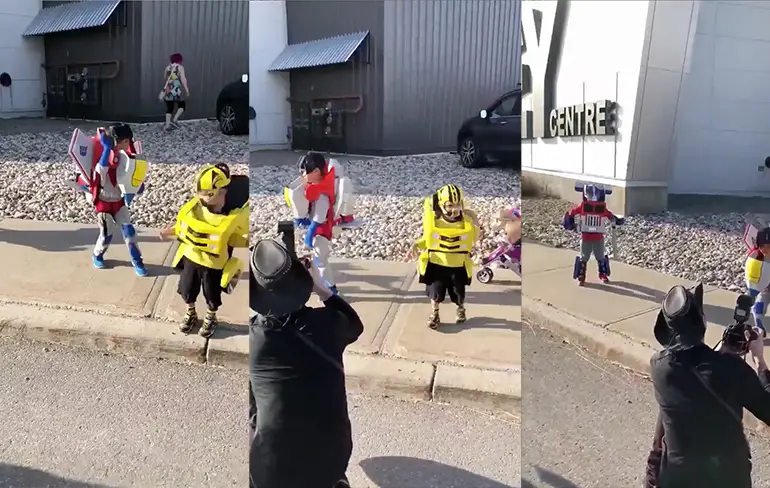 Kids stelen de show met hun Transformers outfits