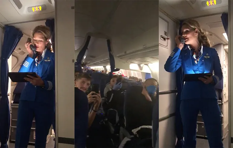 KLM Stewardess zingt "When will I see you again"