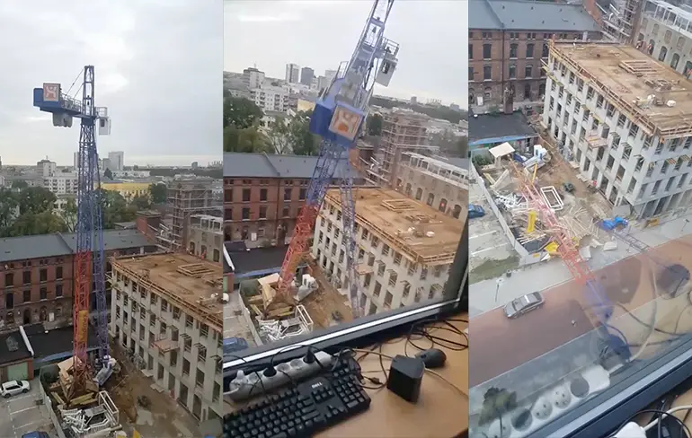 Kraan valt om in Poolse stad Lodz