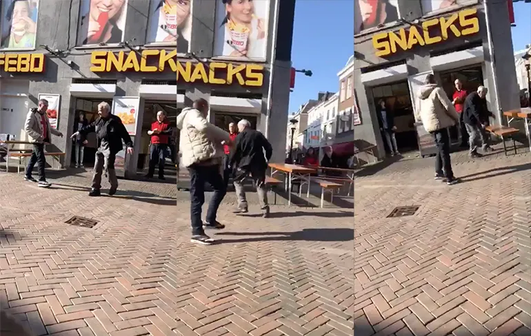 Letterlijk een patatje oorlog bij de Febo in Utrecht