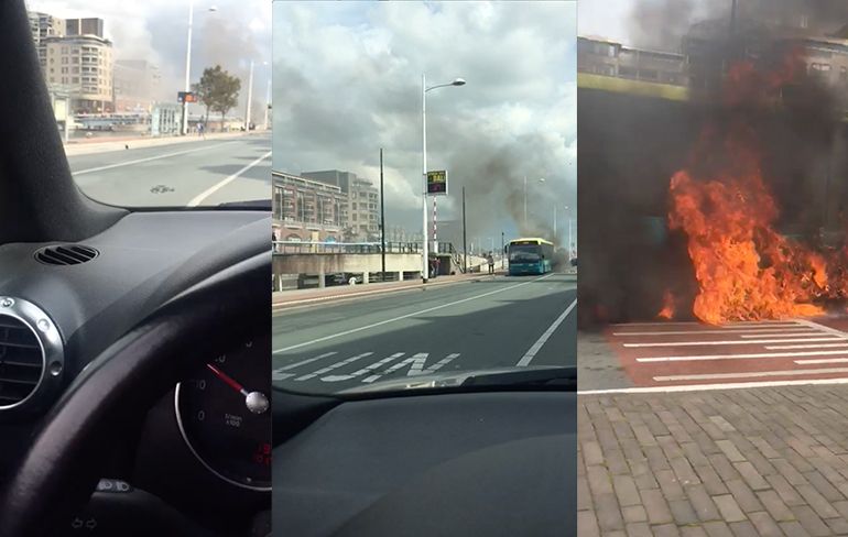 Lijnbus in vuur en vlam in Alkmaar