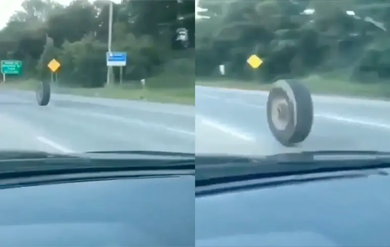 Losgeslagen band gaat aan de wandel op de snelweg en sloopt Jeep