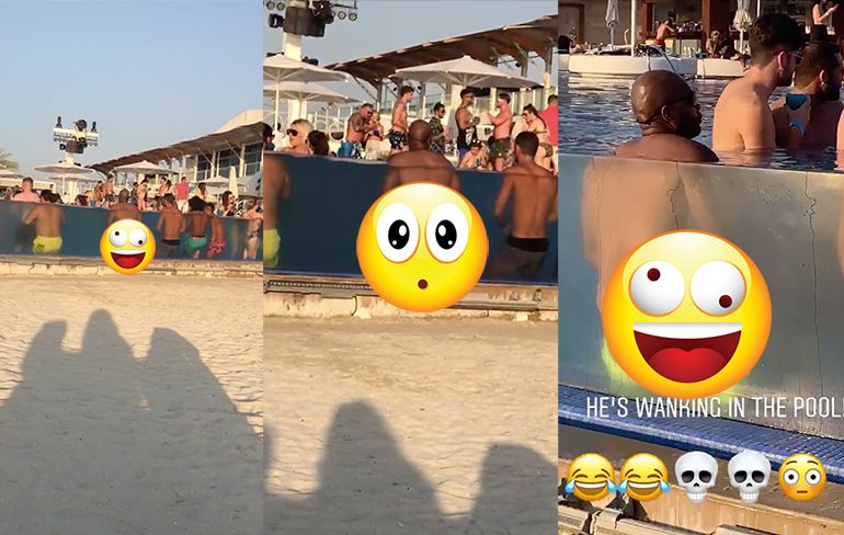 Man haalt druk van de ketel in zwembad beach club Zero Gravity in Dubai
