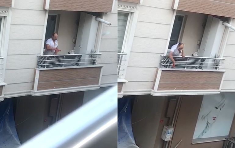 Man heeft ruzie vanaf balkon, gooit iets en is zelf ook snel beneden