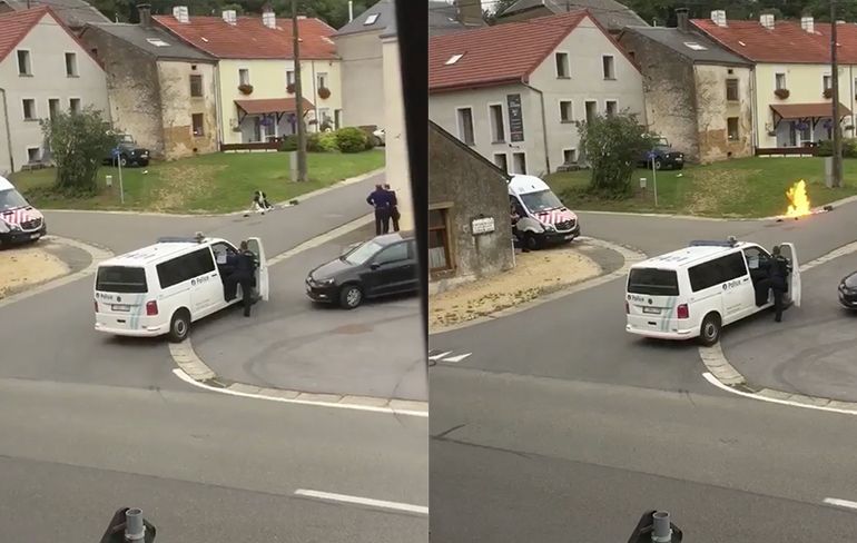 Man in Belgische Houdrigny zet zichzelf in de fik voor ogen van politie