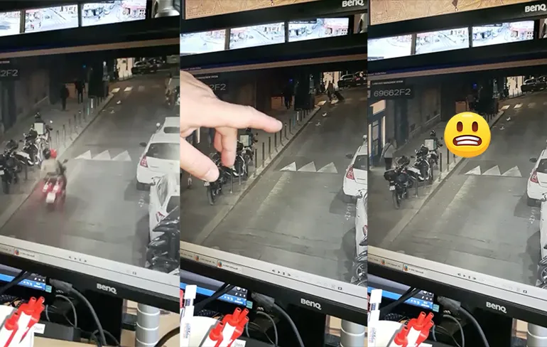 Man in Frankrijk valt uit appartement op paal op straat