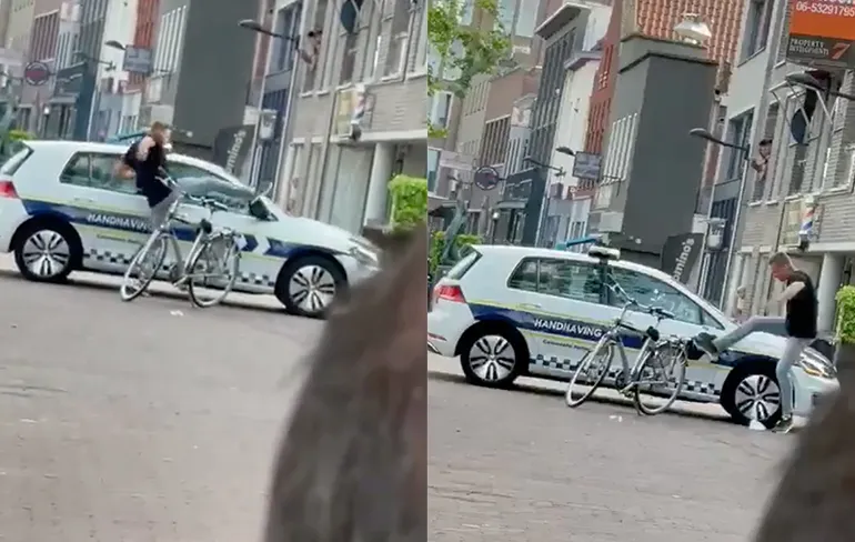 Man in Helmond heeft het te warm en sloopt auto van handhaving