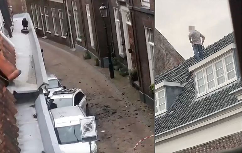 Man in Kampen door het lint en gooit met dakpannen naar auto's
