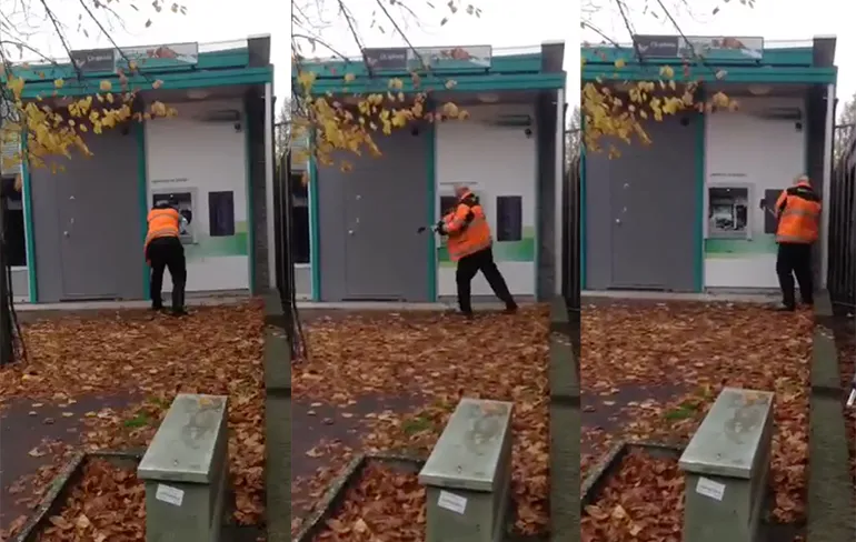 Man in Wolvega sloopt pinautomaat met bijl!